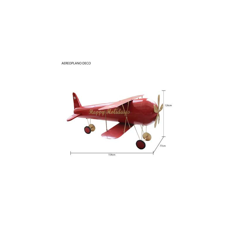 Aereoplano Deco rosso e oro 154x126x77 cm decorazione design