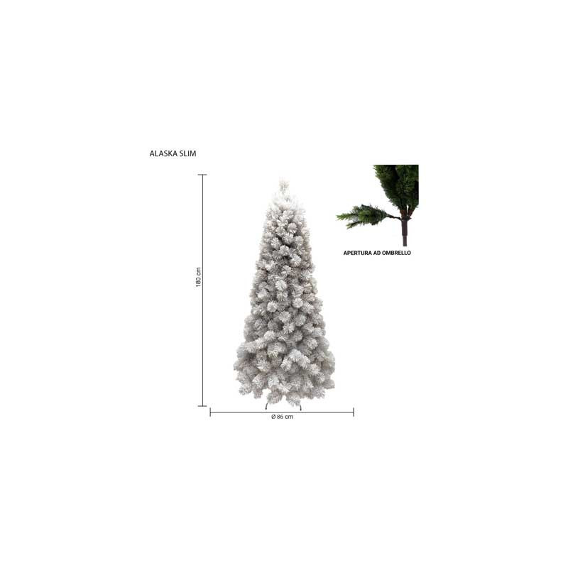 Albero Alaska Slim 108 cm in PVC Needle compatto e realistico