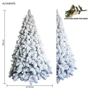 Albero Alfawhite innevato a parete 180 cm in PVC Needle