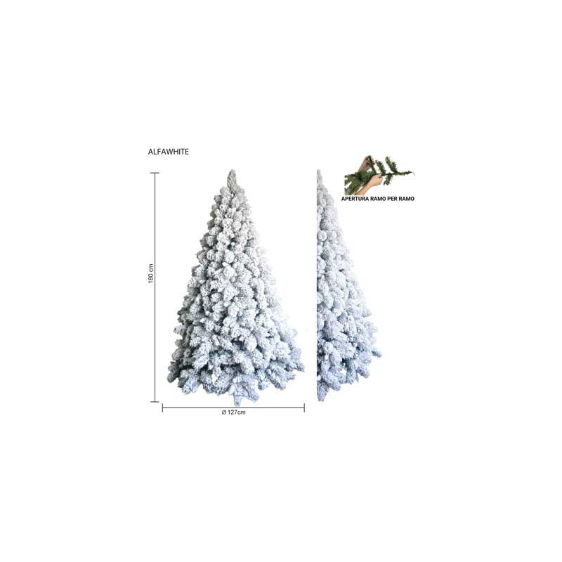 Albero Alfawhite innevato a parete 180 cm in PVC Needle