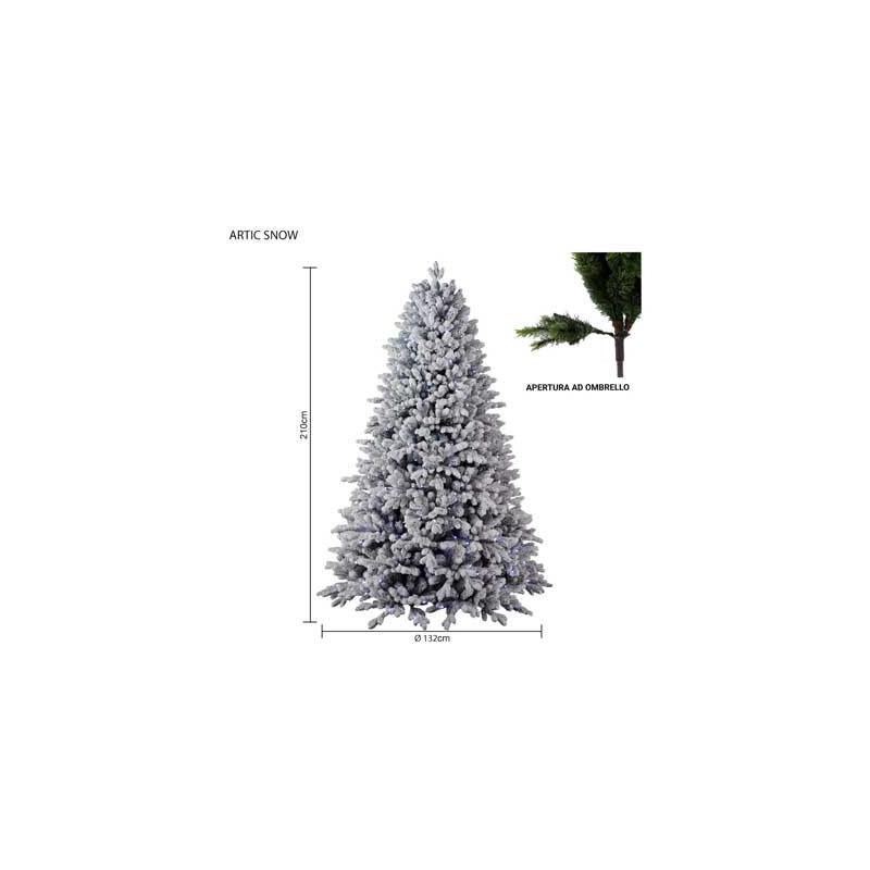 Albero Artic Snow 210 cm in PVC/PE con 750 Micro LED