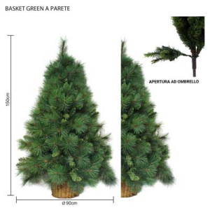 Albero Basket Green a parete 150cm PVC con vaso rattan