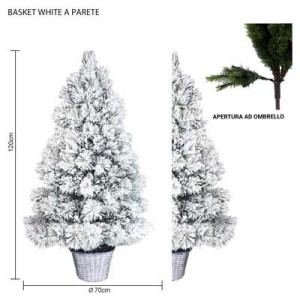 Albero Basket White a parete 120 cm in PVC con vaso rattan