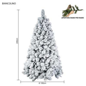 Albero Biancolino innevato 240cm PE PVC Needle realistico