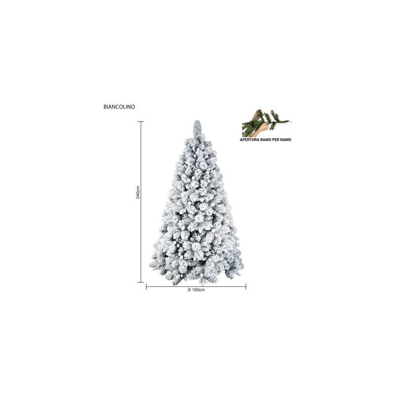 Albero Biancolino innevato 240cm PE PVC Needle realistico