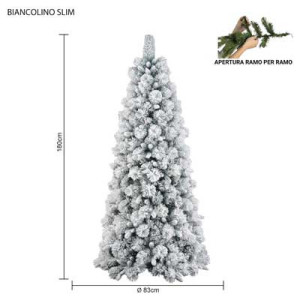 Albero Biancolino Slim innevato 180 cm in PE e PVC Needle