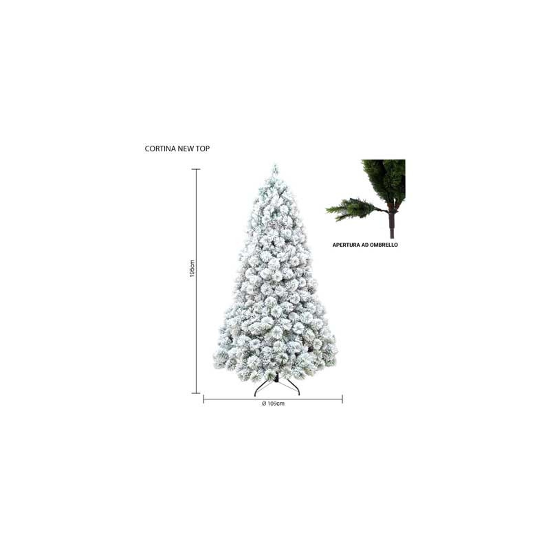 Albero Cortina New Top innevato 195 cm in PVC Needle floccato