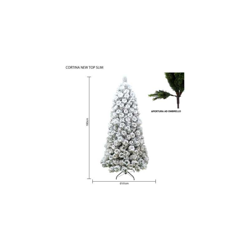 Albero Cortina New Top Slim innevato 180 cm in PVC Needle