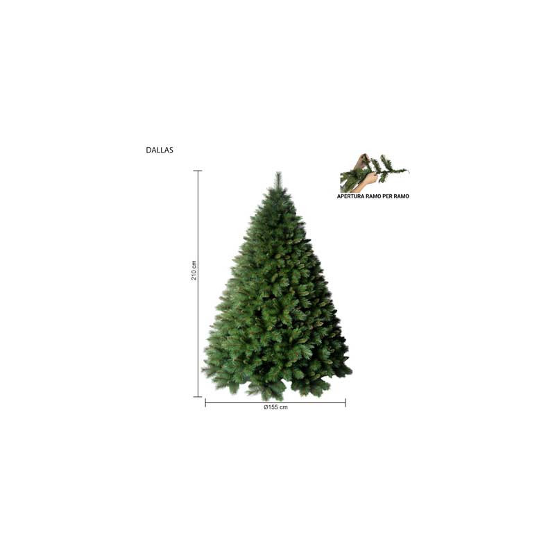 Albero Dallas 210 cm in PVC Needle folto e realistico