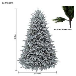 Albero Glitter Ice 240 cm in PE e PVC glitterato realistico
