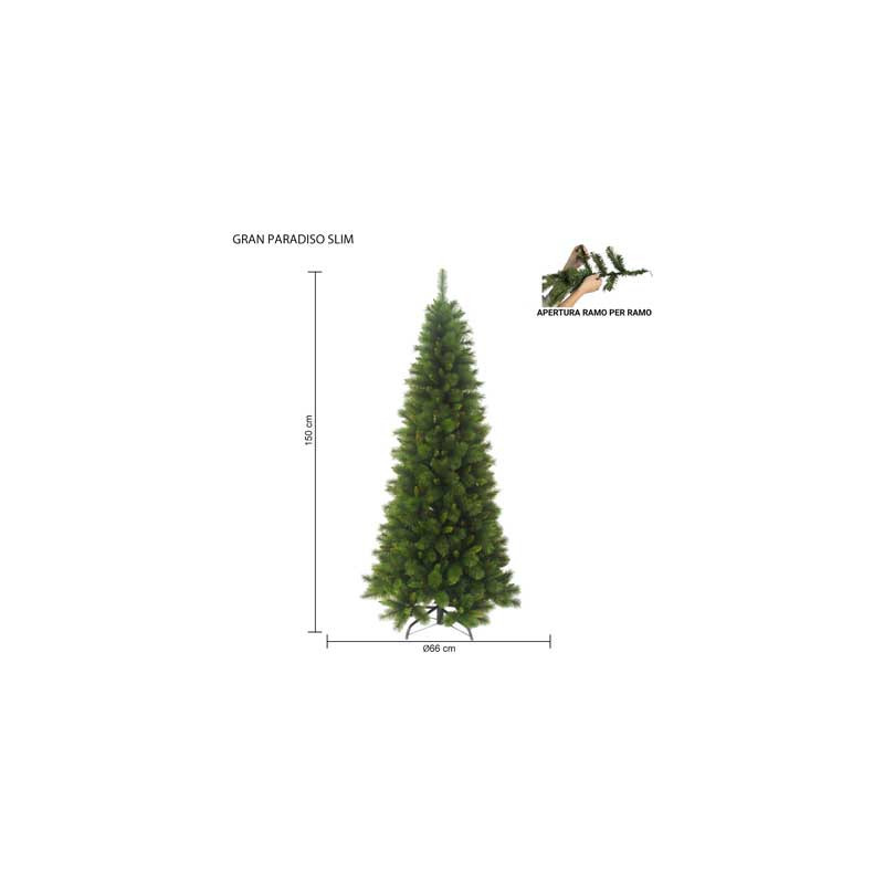 Albero Gran Paradiso Slim 150 cm in PVC Needle slim e realistico