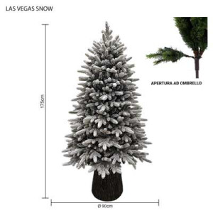 Albero Las Vegas Snow 175cm innevato in PE PVC con base tronco