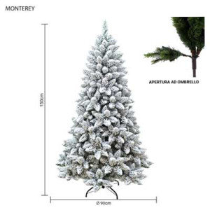 Albero Monterey innevato 150 cm in PVC folto e realistico