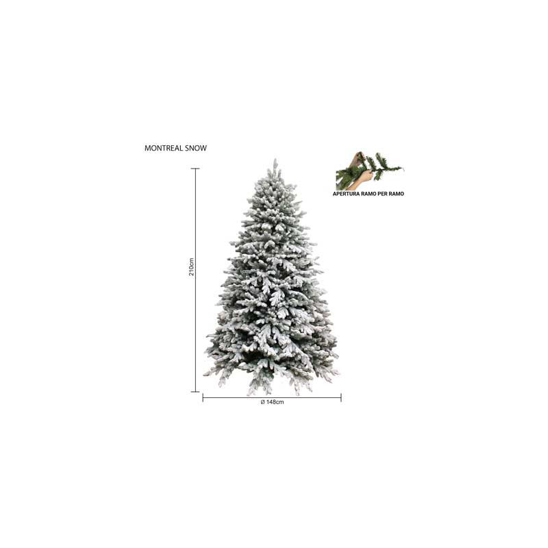 Albero Montreal Snow innevato 210 cm in PVC Needle realistico