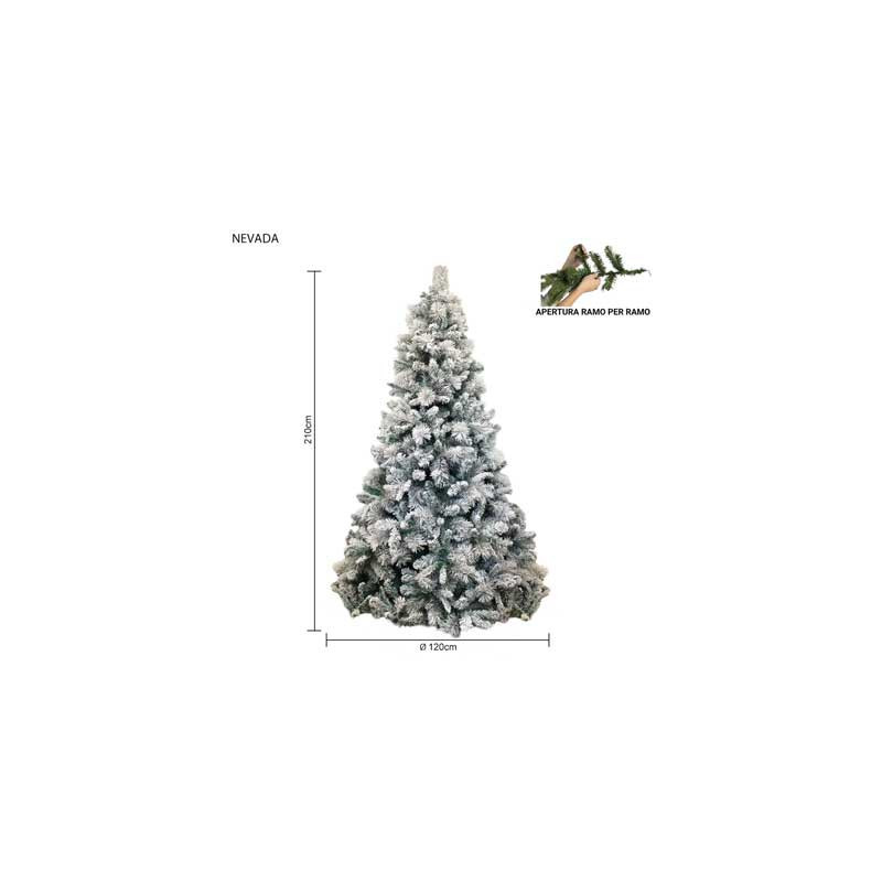 Albero Nevada innevato 210 cm in PVC Needle folto e realistico