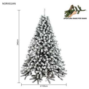 Albero Norvegian innevato 240 cm in PVC Needle effetto realistico
