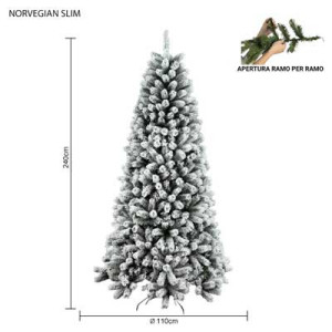 Albero Norvegian Slim innevato 240 cm in PVC Needle realistico