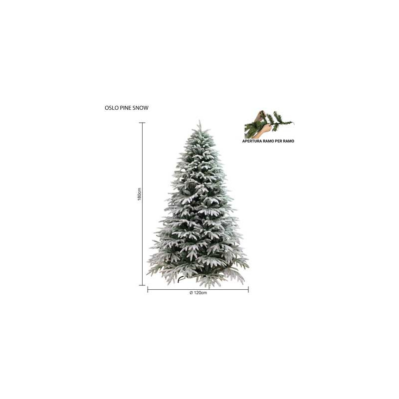 Albero Oslo Pine Snow innevato 180 cm in PE PVC Natale