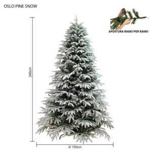 Albero Oslo Pine Snow innevato 240 cm in PE PVC Natale