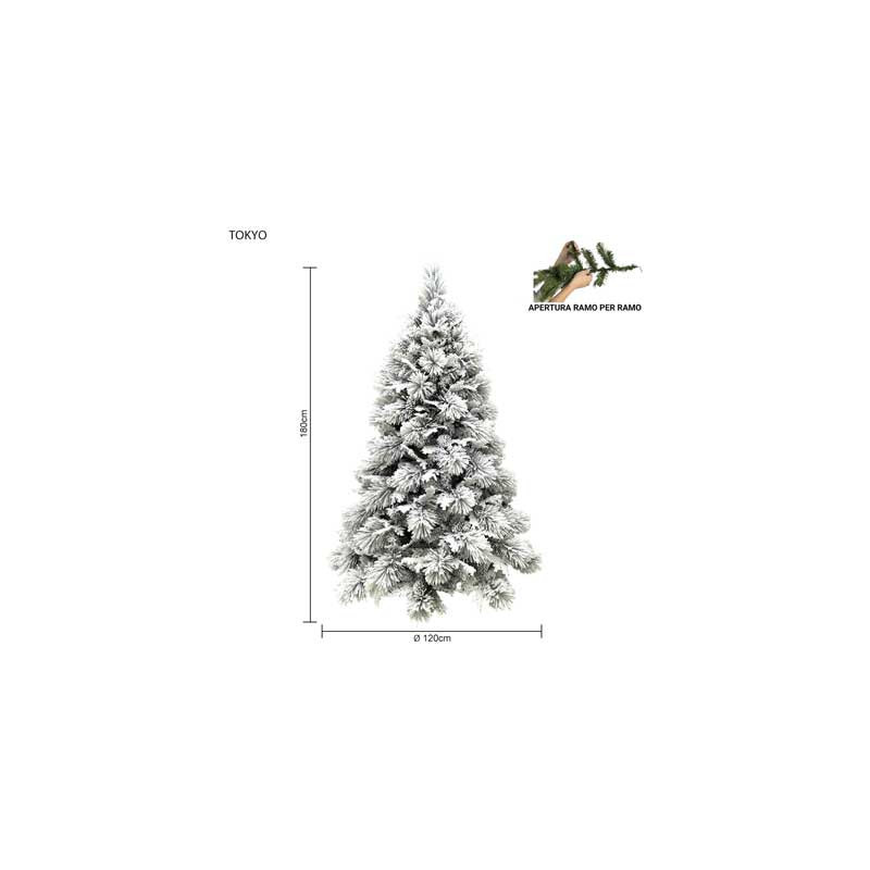 Albero Tokyo innevato 180 cm in PVC Needle effetto realistico