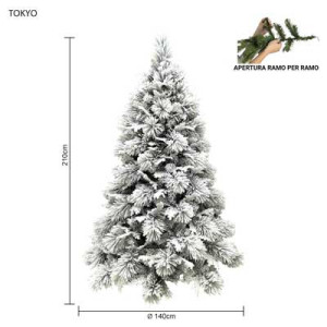 Albero Tokyo innevato 210 cm in PVC Needle effetto realistico