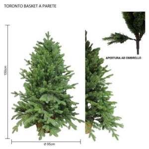 Albero Toronto 150 cm a parete in PE con vaso rattan elegante