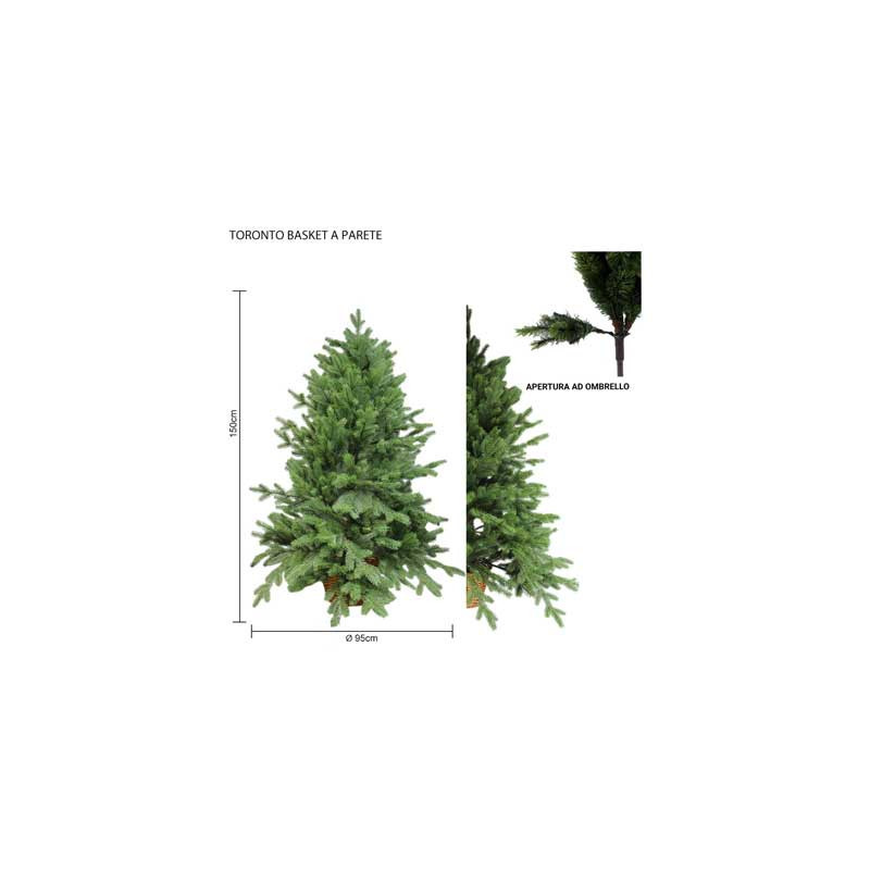 Albero Toronto 150 cm a parete in PE con vaso rattan elegante