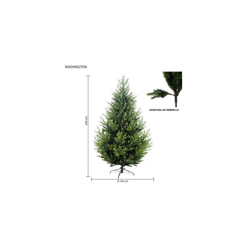 Albero Washington 240 cm in PE PVC folto realistico e resistente