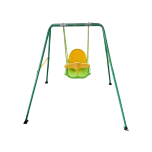 Altalena baby con sediolone verde e giallo sicura e robusta