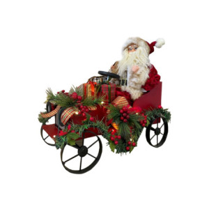 Babbo Natale Red Style con auto, luci e musica 45x25x45 cm