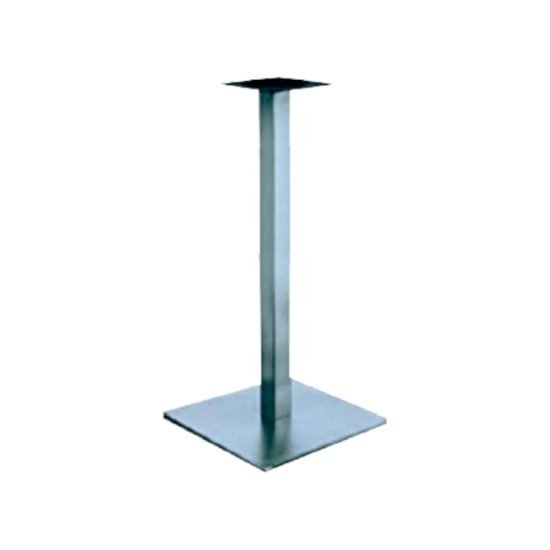 Base tavolo inox 45x45 cm palo 6x6 H110 cm piatto 25 cm robusta