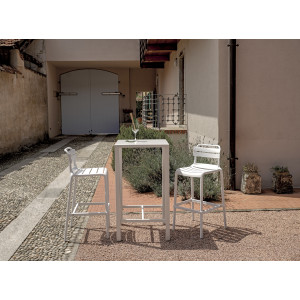 Zoom Tavolo Iseo Alto In Acciaio 70x70 Bianco Moia