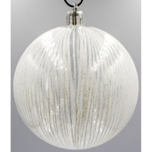 Box 10 Sfere 8cm Glitter Bianco Decorazioni Natalizie Eleganti
