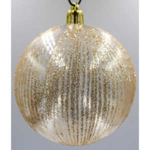 Box 10 Sfere 8cm Glitter Crema Decorazioni Natalizie Eleganti