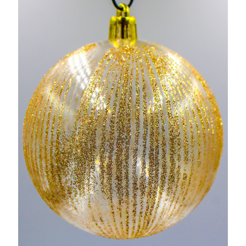 Box 10 Sfere 8cm Glitter Oro Decorazioni Natalizie Eleganti