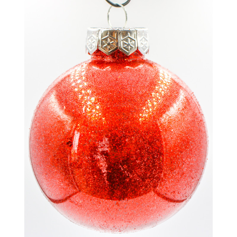 Box 10 Sfere 8cm Total Glitter Rosso Decorazioni Natalizie