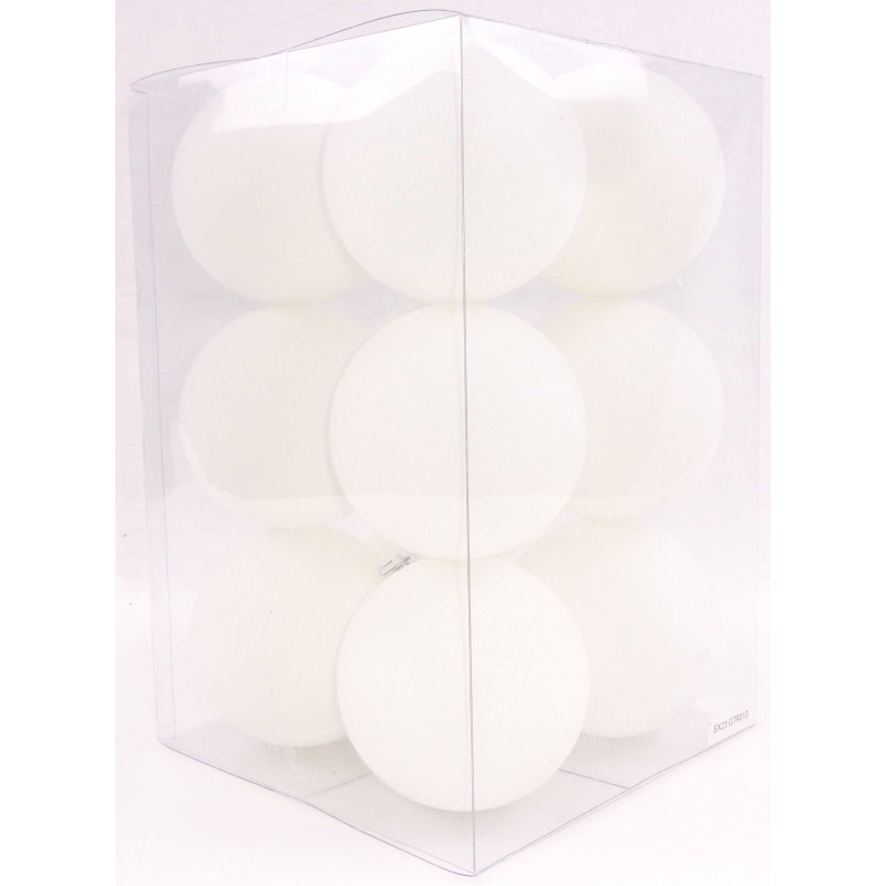 Box 12 sfere natalizie velluto bianco Ø8 cm eleganti