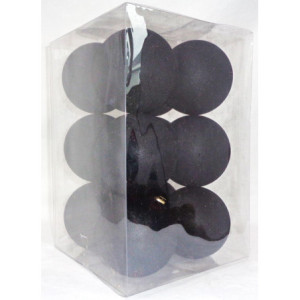 Box 12 Sfere 8cm Velluto Nero Decorazioni Natalizie Eleganti
