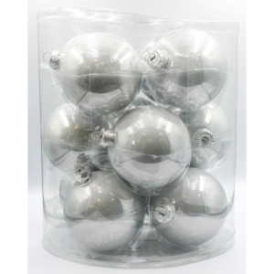 Box 12 Sfere Vetro 8cm Bianche Decorazioni Natalizie Eleganti