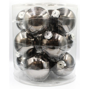 Box 12 Sfere Vetro 8cm Canna di Fucile Decorazioni Natale