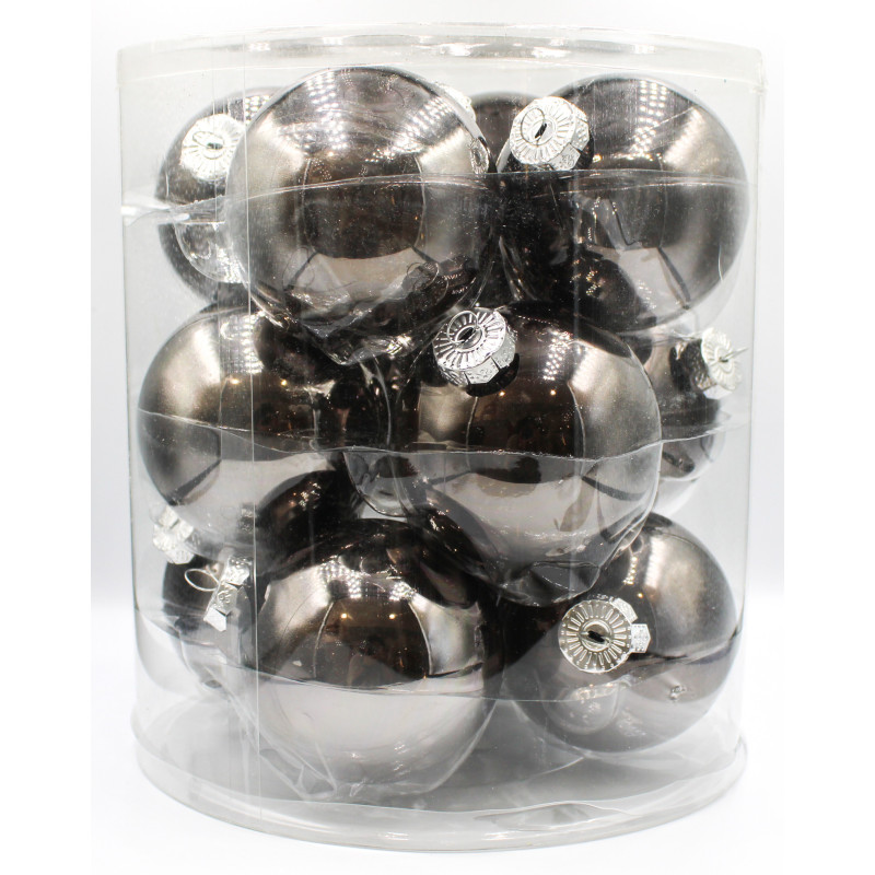 Box 12 Sfere Vetro 8cm Canna di Fucile Decorazioni Natale