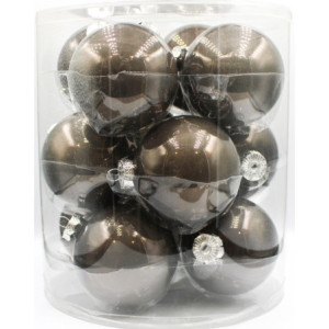 Box 12 Sfere Vetro 8cm Canna di Fucile Perlate Natale