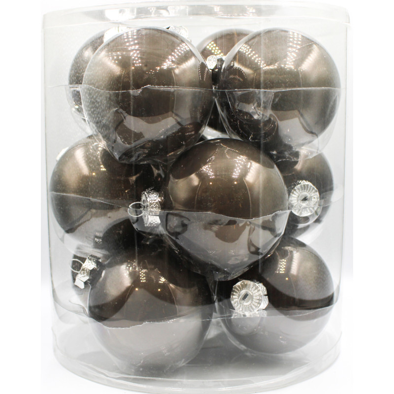 Box 12 Sfere Vetro 8cm Canna di Fucile Perlate Natale