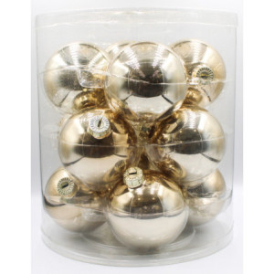 Box 12 Sfere Vetro 8cm Champagne Decorazioni Natalizie