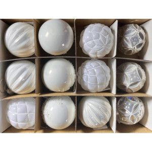 Box 12 Sfere Vetro 10cm 4 Assortite Decorazioni Natale