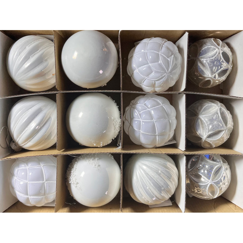 Box 12 Sfere Vetro 10cm 4 Assortite Decorazioni Natale