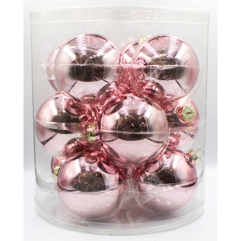 Box 12 Sfere Vetro 8cm Rosa Decorazioni Natalizie Eleganti