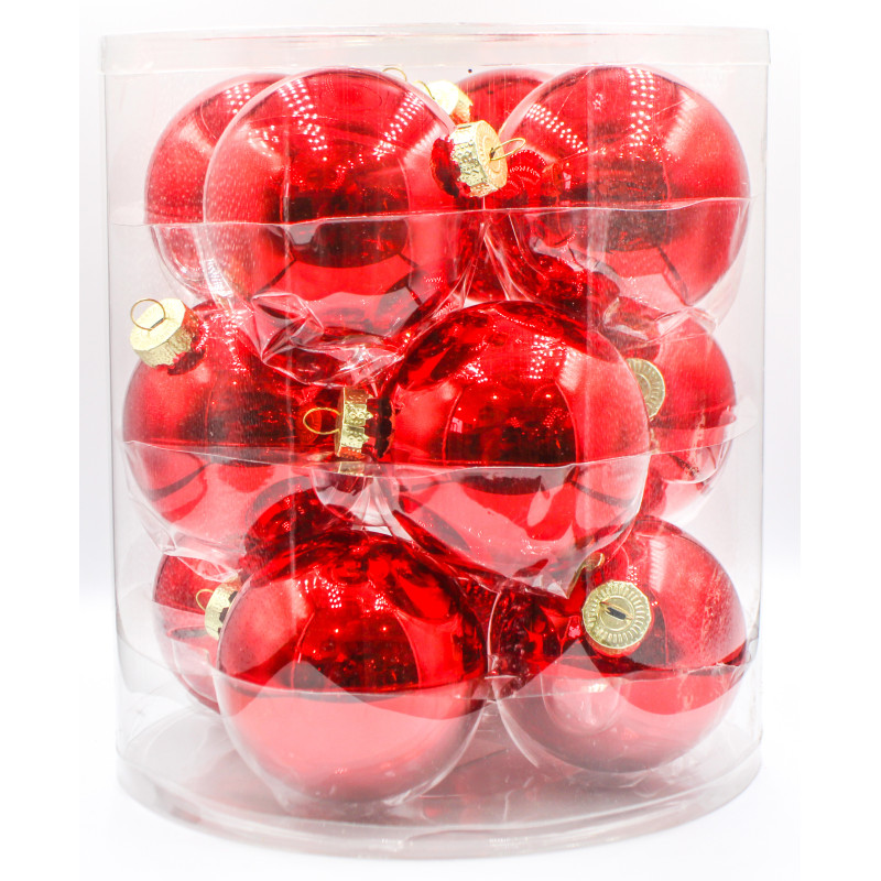 Box 12 Sfere Vetro 8cm Rosso Decorazioni Natalizie Eleganti