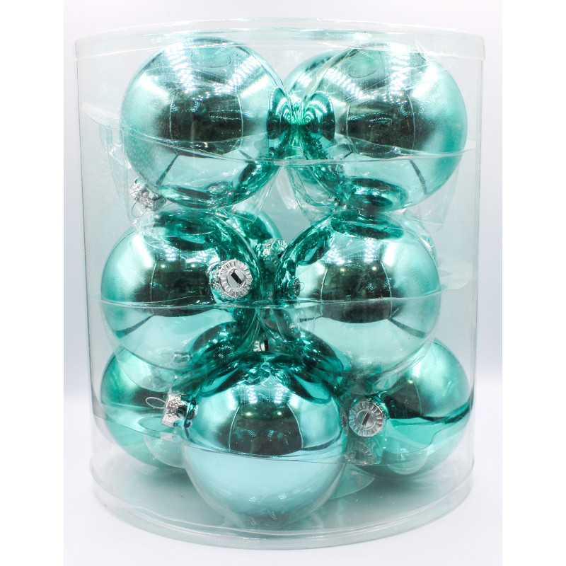 Box 12 Sfere Vetro 8cm Tiffany Decorazioni Natalizie Eleganti