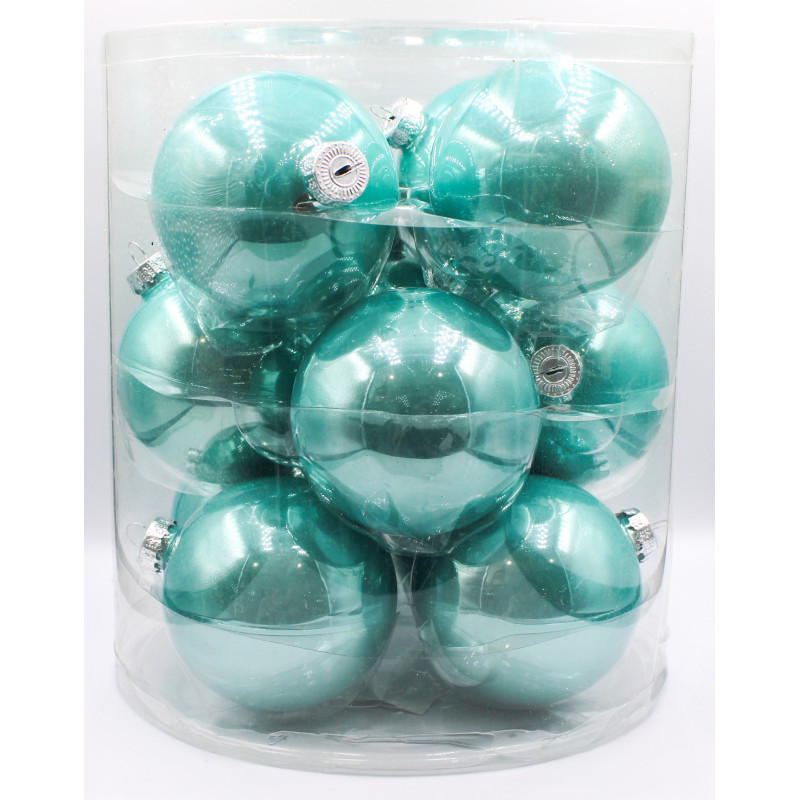 Box 12 Sfere Vetro 8cm Tiffany Perlate Decorazioni Natale